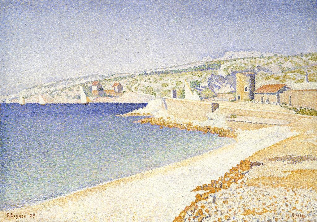 Fizdi - Framed Canvas Wall Painting - The Jetty At Cassis, Opus 198 (1889) By Paul Signac - Art Print for Home & Office Wall Decor.|18 Inches X 12.3 Inches||PRT_7295-18-12|