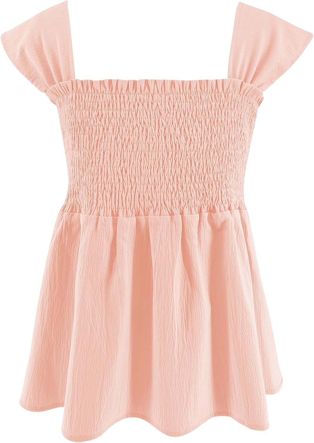 Bingerlily Girls Summer Casual Tops Square Neck T Shirts Cute Smocked Top Tees - Image 2