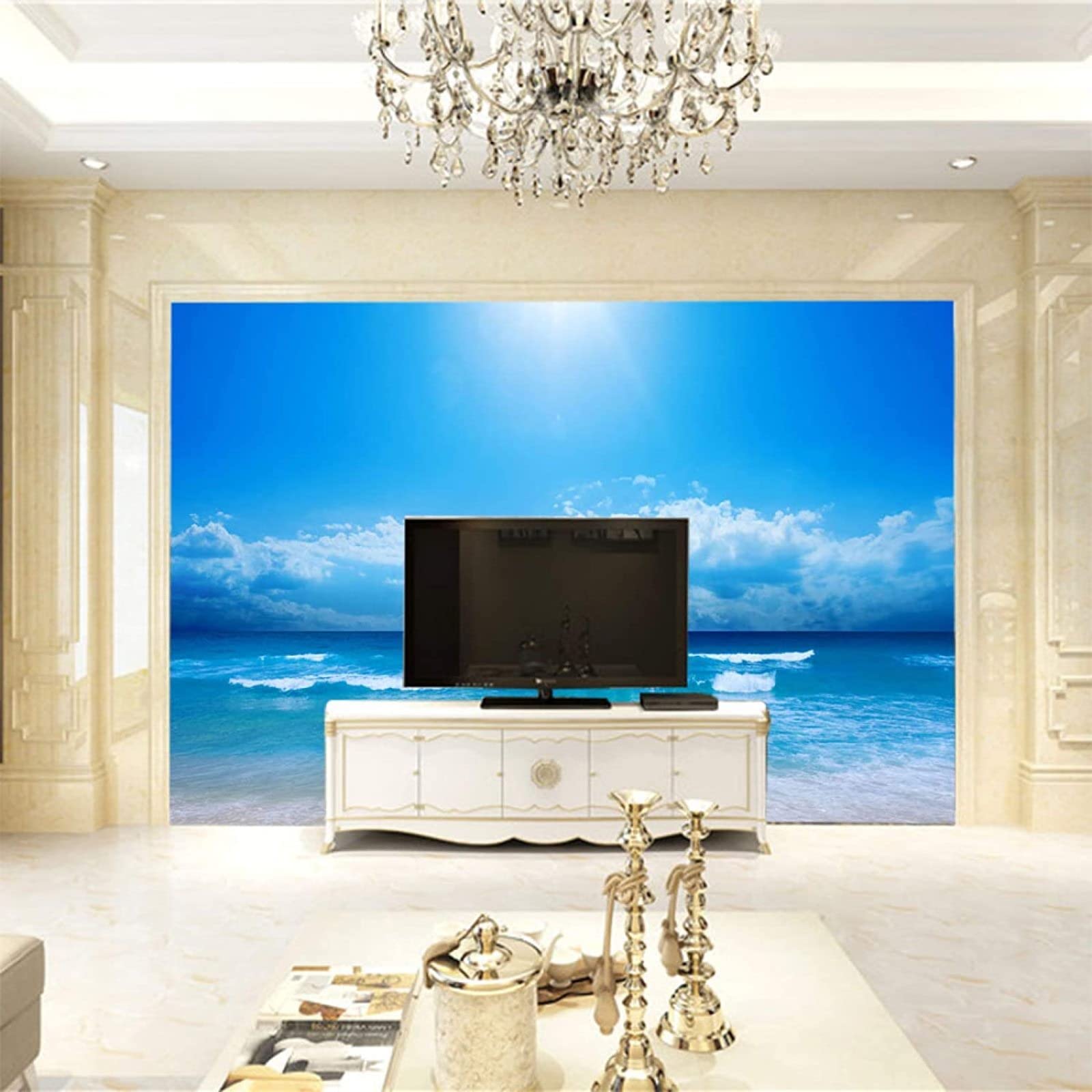 Carta Da Parati 3D Mare Cielo Blu Mare Livello Carta Da Parati Camera Letto Moderna Fotomurali 3D Gigante Murale Decorazione