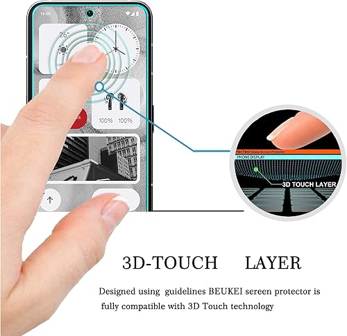 Miniatura 2 de (3 unidades) Compatible con Nothing Phone (2) Protector de pantalla de vidrio templado, sensible al tacto, compatible con fundas, dureza 9H