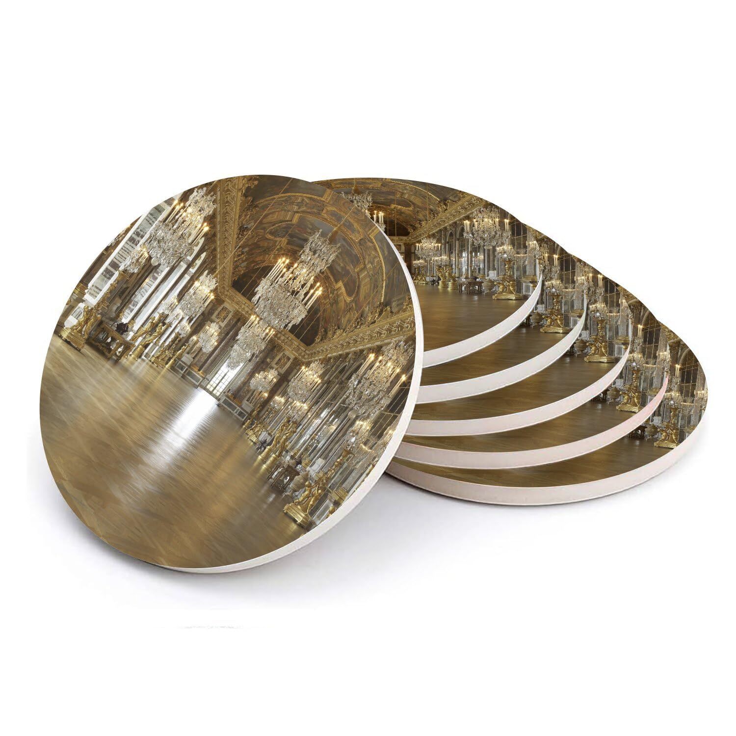 Sous-verre ronds en céramique Château de Versailles Galerie des Glaces - Lot de 6 dessous de verre