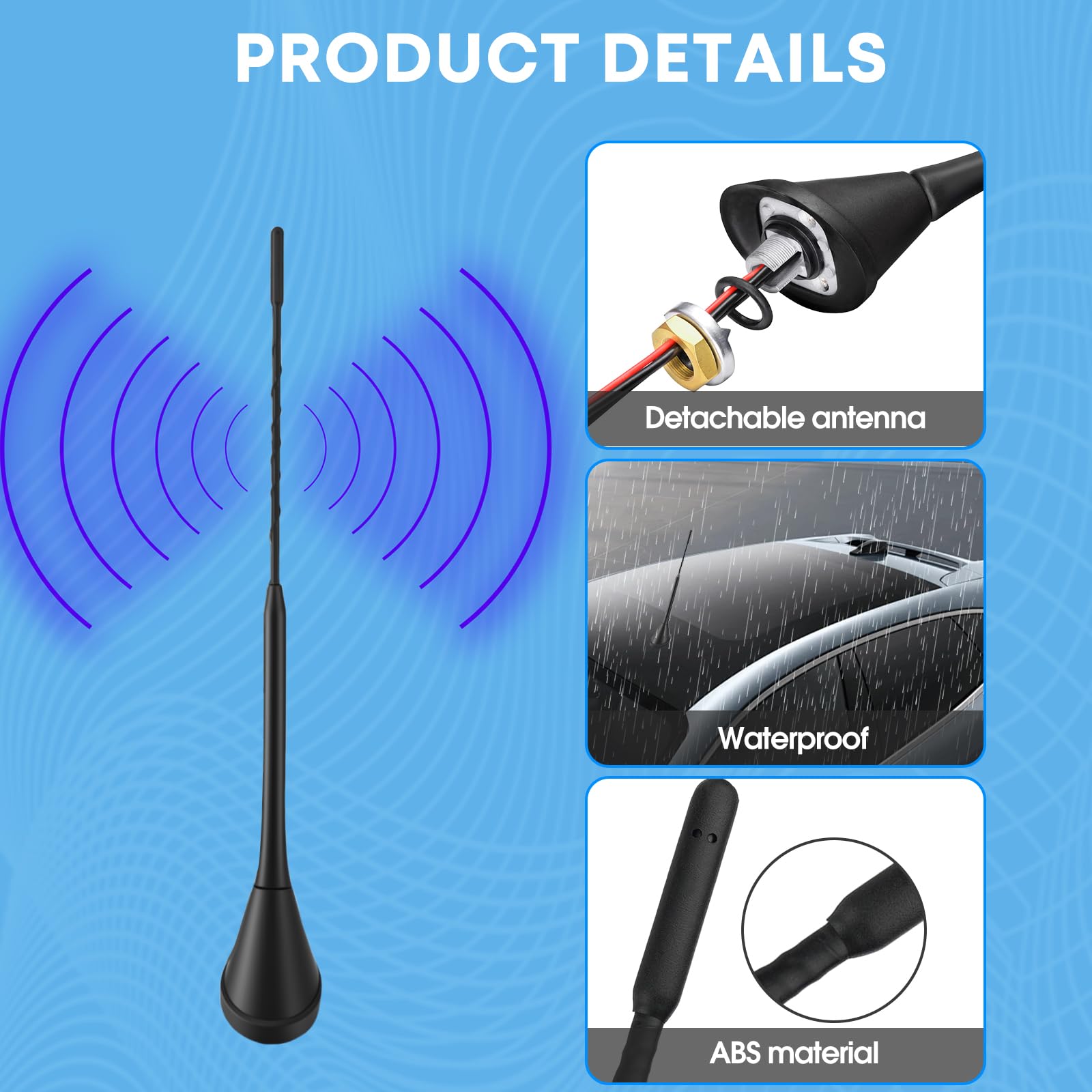 Hossom Antenna DAB Auto per Autoradio - Antenna da Tetto Corta a Forma di Pinna di Squalo con Amplificatore Integrato per DAB+/FM/AM, Per veicoli e sistemi audio come Audi, BMW, Honda e altri