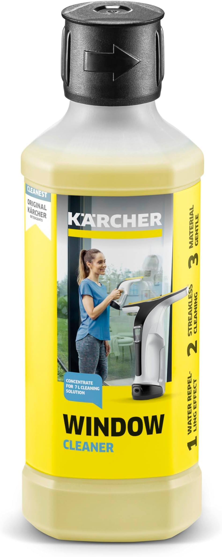 Window Cleaner Concentrate - Cleans Windows, Showers, Mirrors, Glass - Perfect for Karcher Window Vacuum Cleaners - 16.9 Oz