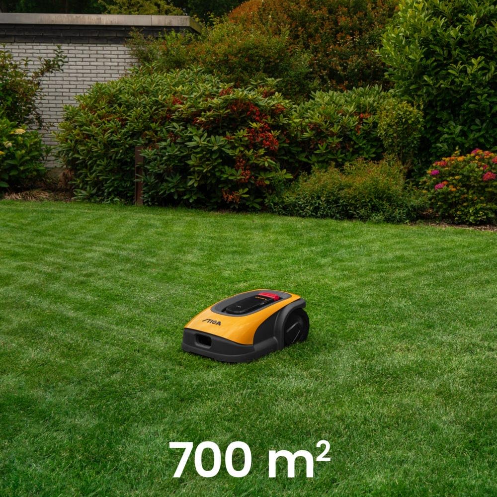 STIGA A 500 robot cortacésped autónomo – sin cable de límite (hasta 700 m²), control de aplicación, 45% de pendiente, 3 zonas, navegación GPS RTK, 4G, sin antenas, hasta 5 años de garantía