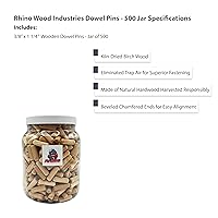 Vista 126 de 3/8" x 2" - Paquete de 500 pasadores de madera - Secados al horno, estriados y biselados (3/8" x 2", 500 unidades)