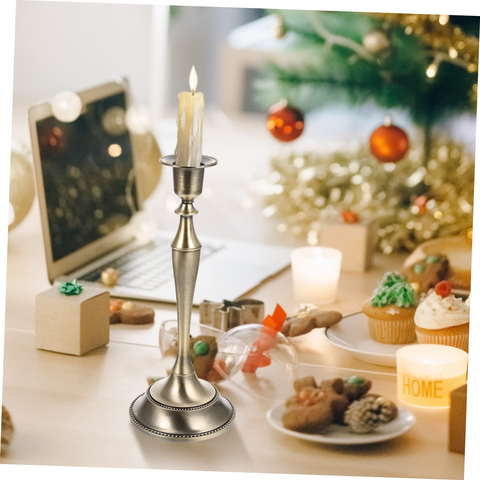 Vintage Kerzenständer aus Zinklegierung, 2 Stück in Gold