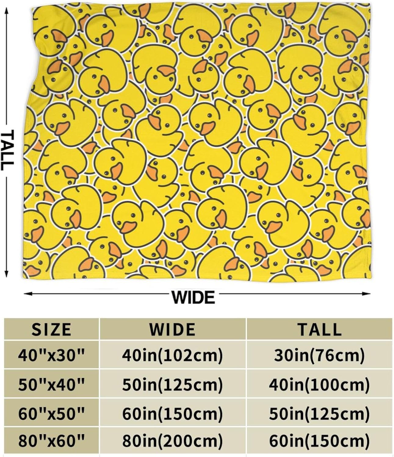 Cute Duck Blanket Soft Flannel Fleece Rubber Ducks Throw Blankets for Sofa Couch Bedroom Gifts for Duck Lovers Birthday Decor 50"X40" - Image 3