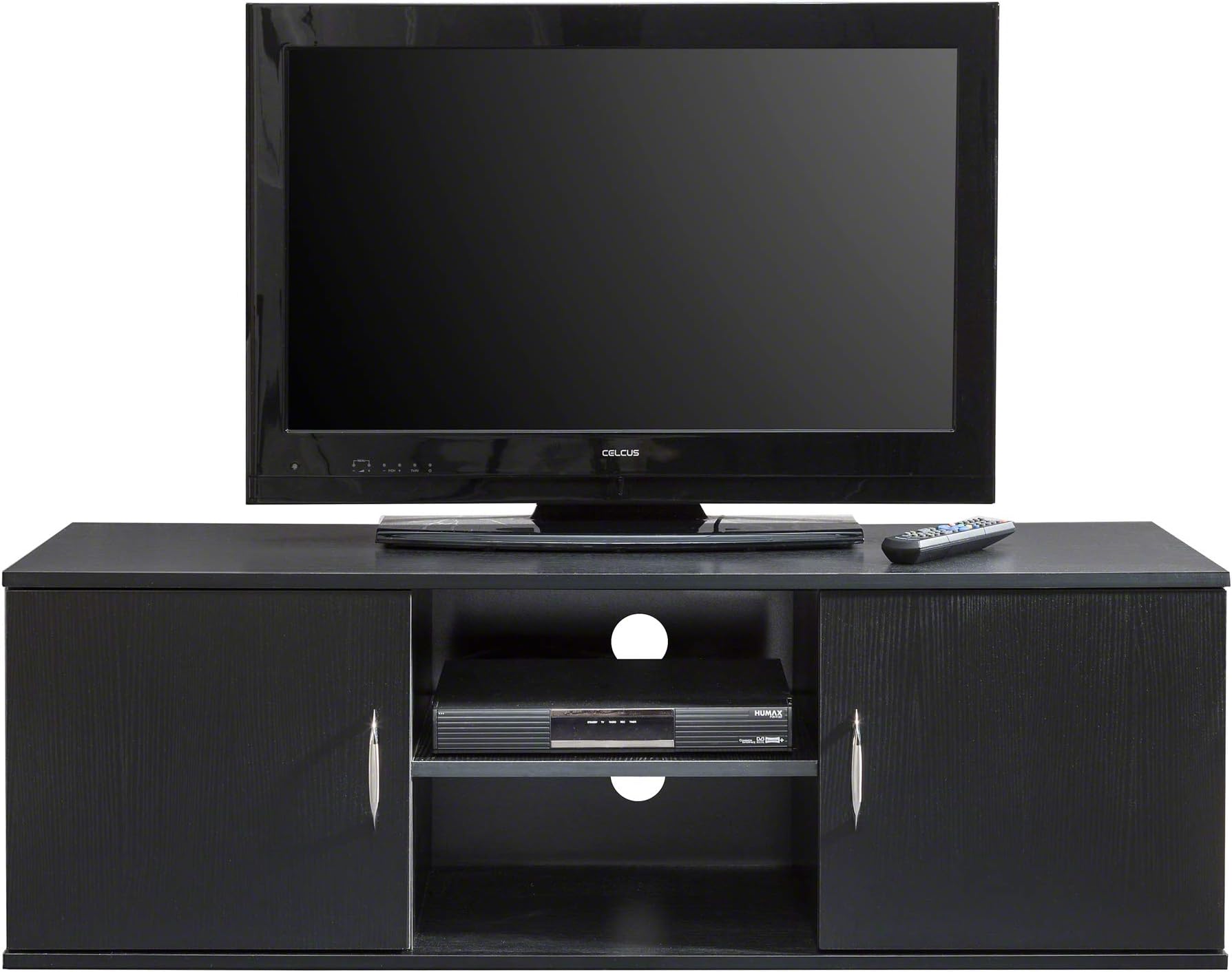 TV Stand Cabinet Unit Double Door with Storage and shelf, Laura James (Black)