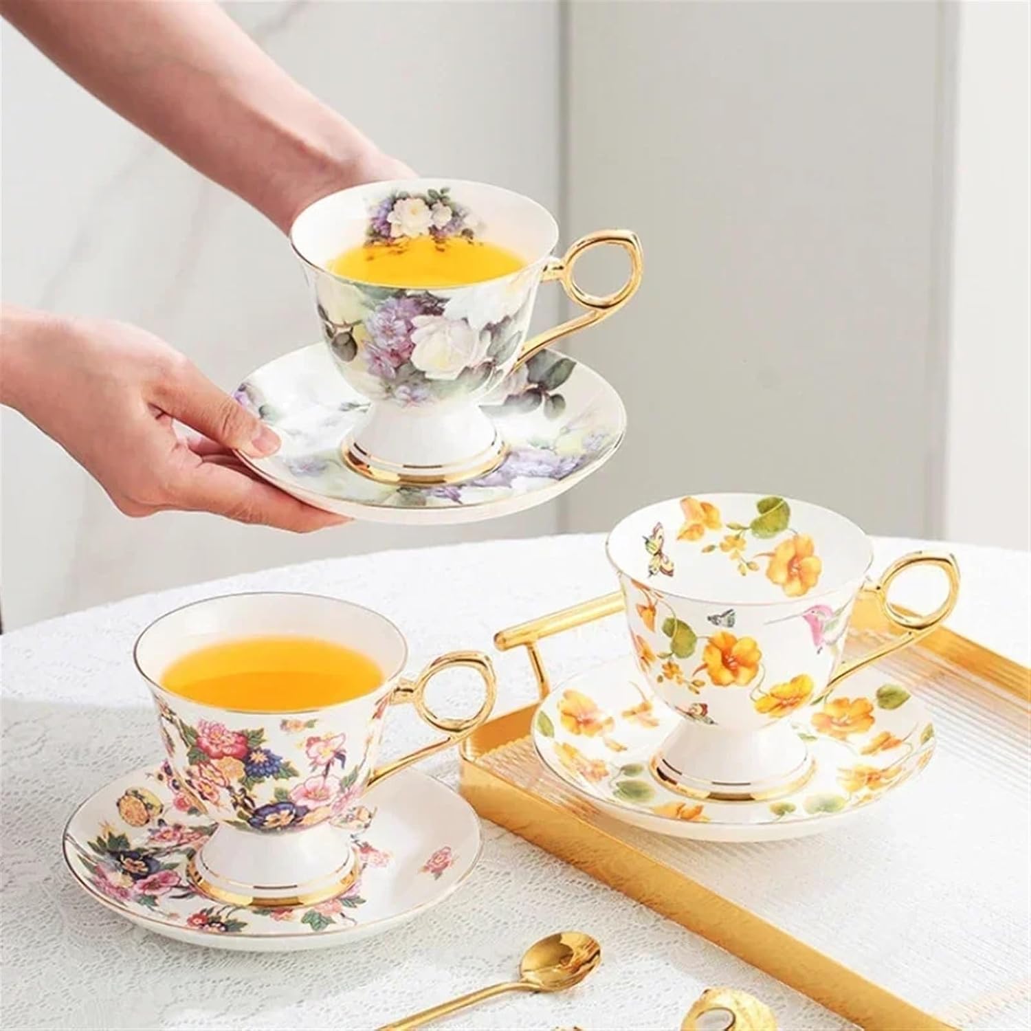 1845 深川製磁 菜の花 紅茶碗皿 金彩 未使用 1845 深川製磁 菜の花