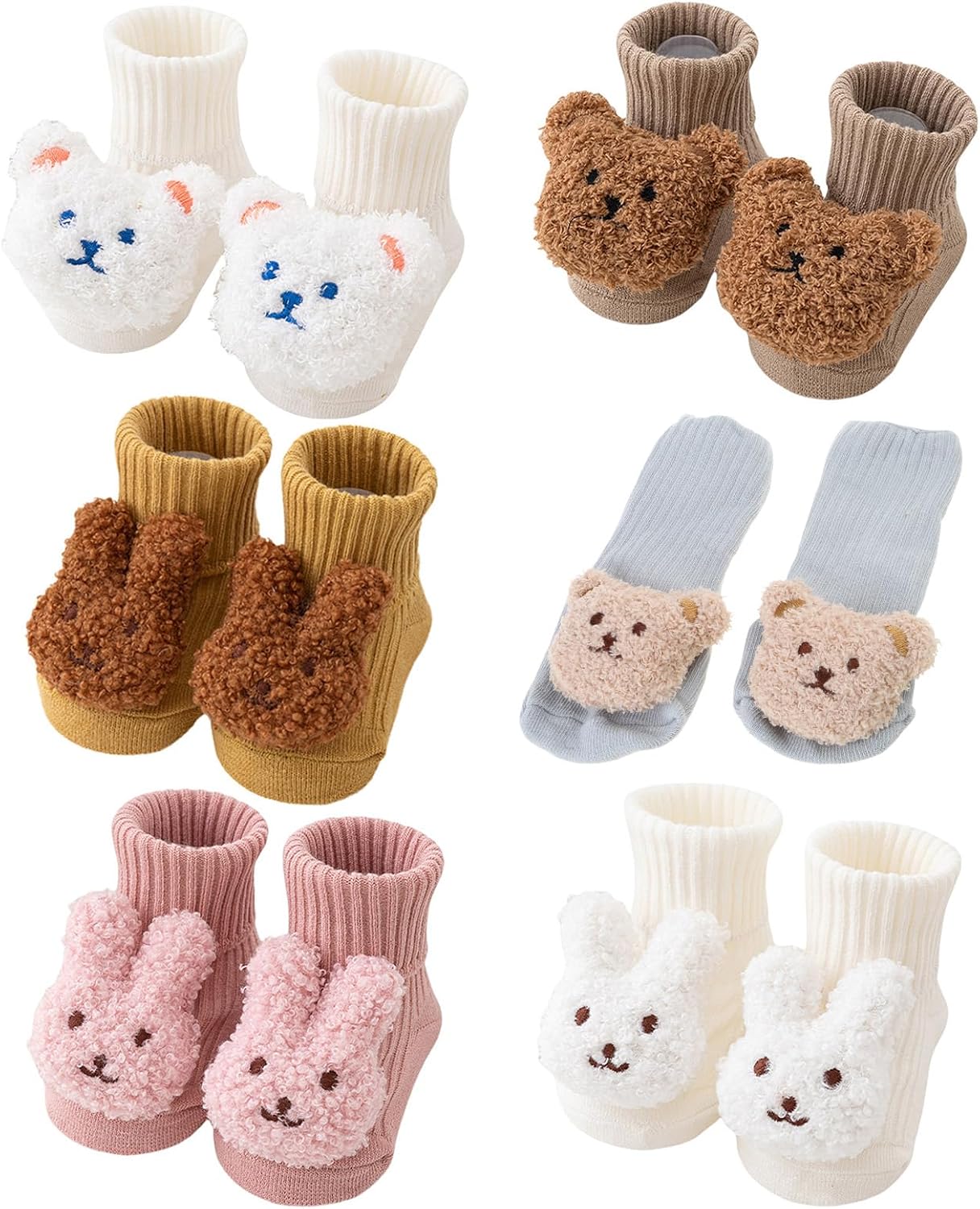 Cartoon Bear/Rabbits Socks Antiskid Soles Socks Breathable Firstwalker Winter Warm 0-3 Accessories NonSlip Floor