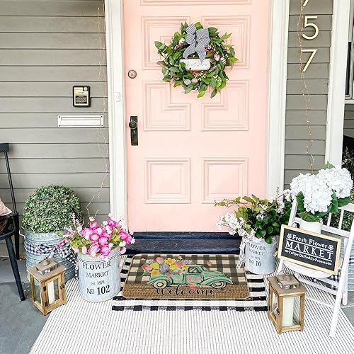 Miniatura 2 de CROWNED BEAUTY Tapete de resorte para puerta delantera para interiores y exteriores, tapete de piso de tulipanes para entrada exterior de porche,