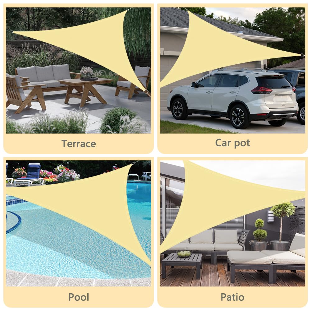 OFFCUP Tenda Parasole 2x2x2 M Vela Ombreggiante Impermeabile Triangolare Anti UV Beige