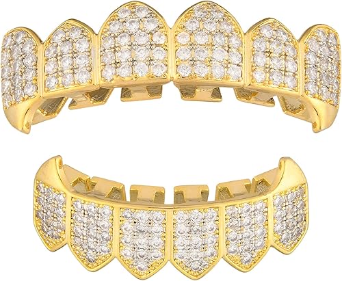 Parrillas superiores e inferiores chapadas en oro de 18 quilates para tus dientes, juego para hombres y mujeres, parrillas de boca doradas,