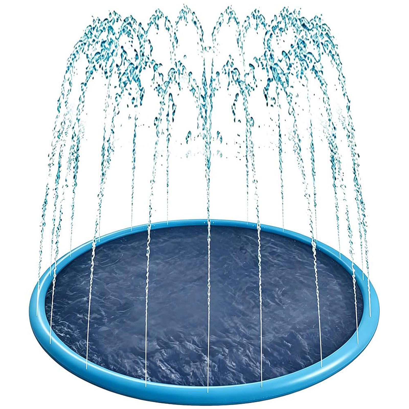 Splash Pad Sprinkler Play Matte 170CM Sprinkler Wasser Spielmatte Anti Rutsch Verdickte Plantschbecken Wasserspielzeug Spielzeug mit 3 HöHenverstellbar für Familie Aktivitäten/Strand/Garten
