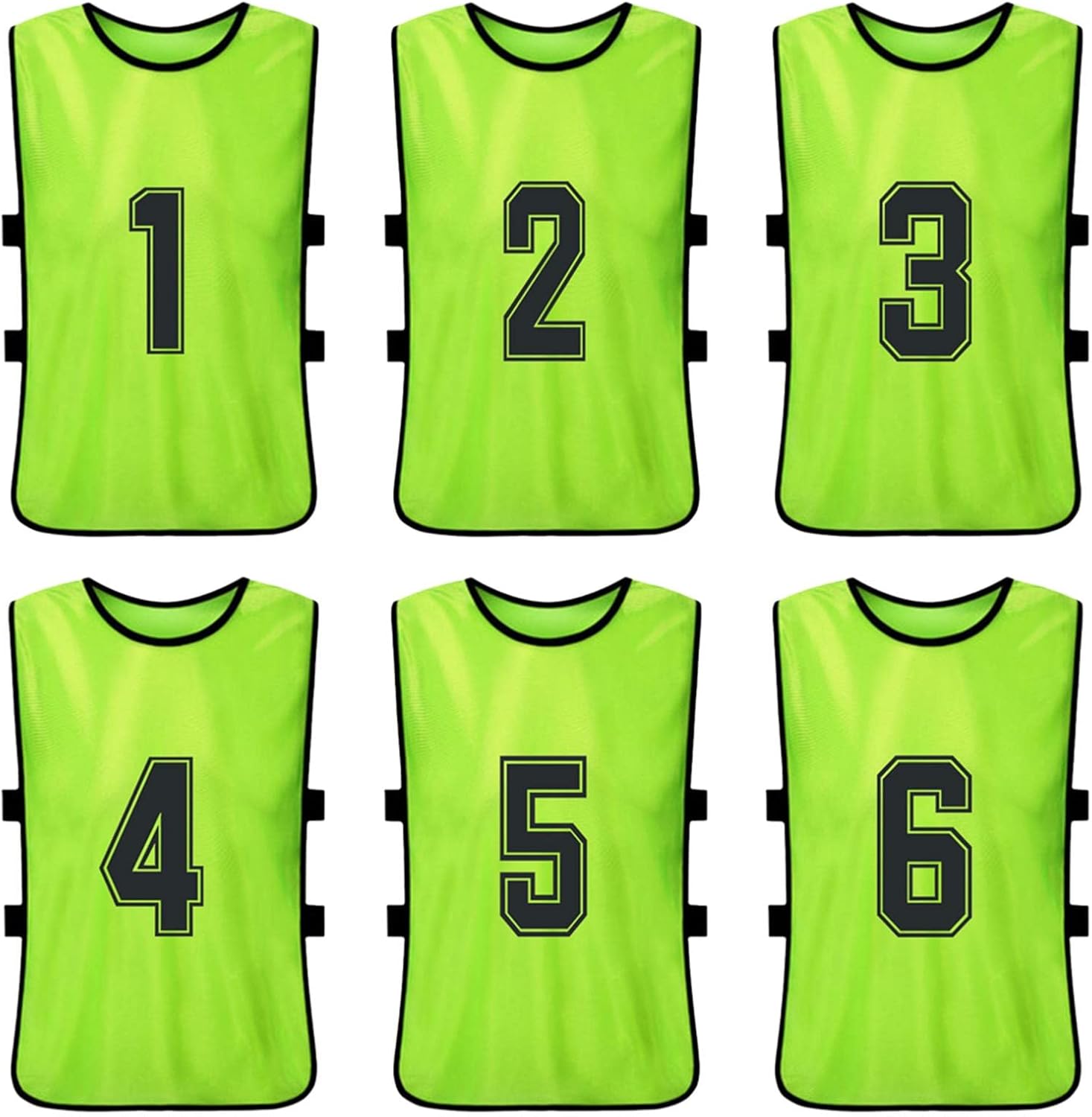 JUANZI Numbered Soccer Jerseys,6 PCS Adults Soccer Pinnies Quick Drying