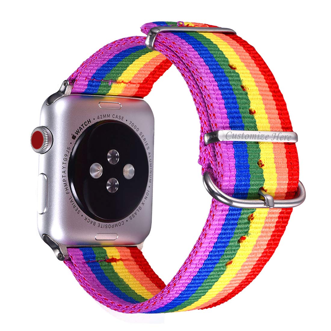 Bandmax Compatible with Rainbow Apple Watch Bands LGBT Personalized Available Sport Straps Nylon Wristband Accessories with Metal Buckle Compatible with iwatch Series 7/6/5/4/3/2/1 38MM 40MM