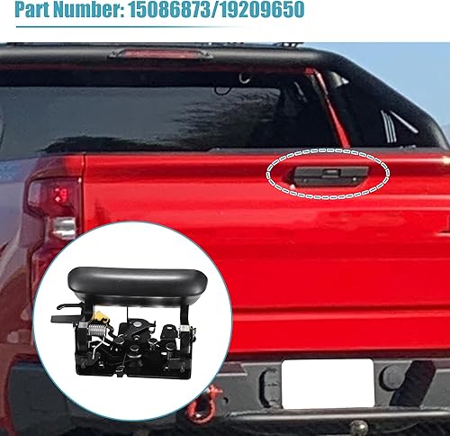Miniatura 3 de uxcell 1 juego de manija de puerta trasera y bisel para Chevy Avalanche 1500 2500 Pickup Trunk 2002-2006 negro
