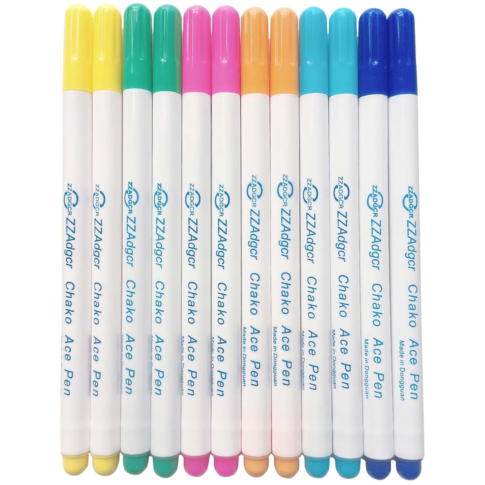 Dinggaogao 12-Piece Fabric Pen Set - Disappearing Ink, 6 Colors, Water Erasable, Embroidery & Sewing Supplies, DIY Tracing Tools