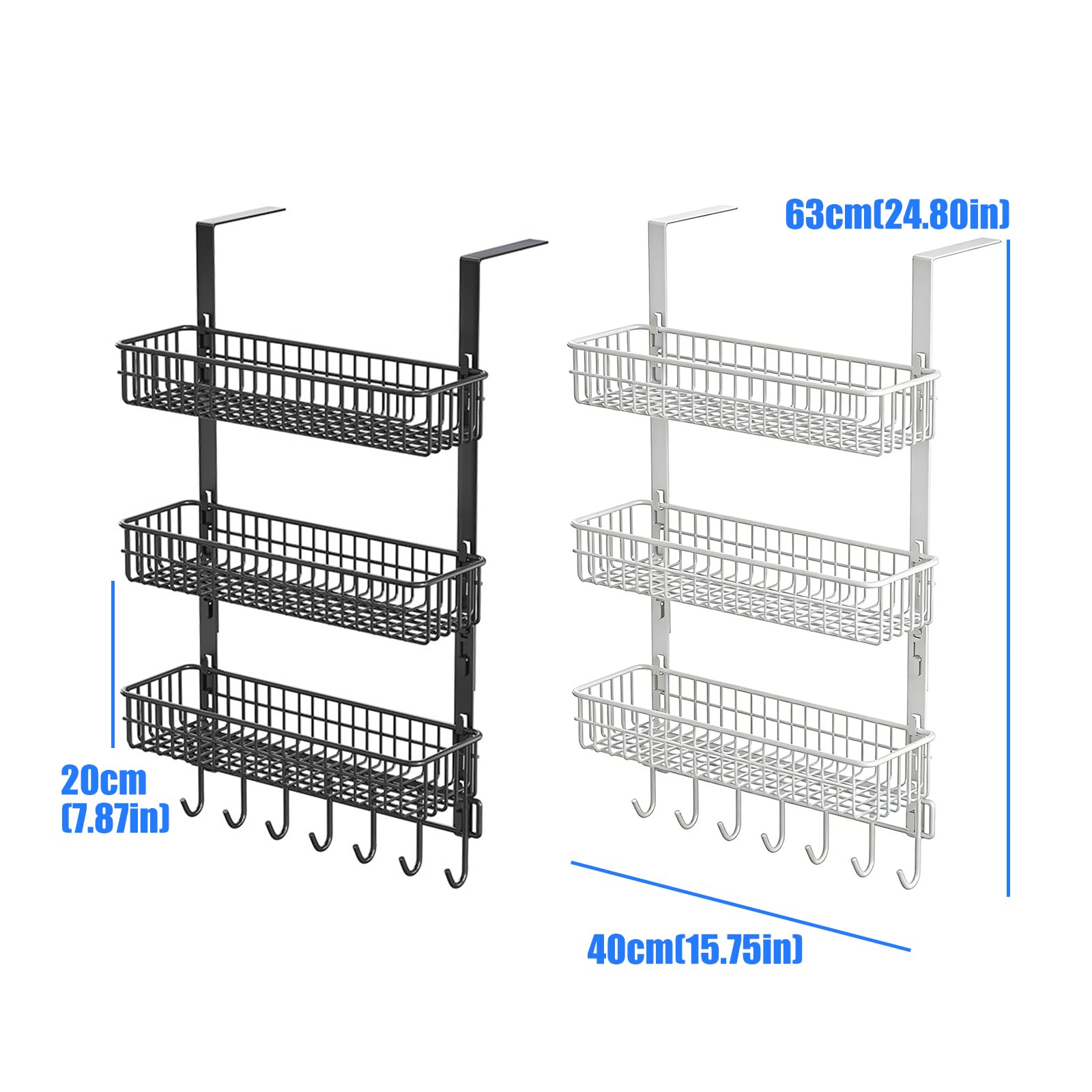 COOLHOOD Moderno estante de almacenamiento de 3 escalones, elegante acabado negro o blanco, se adapta al estante colgante de puerta lateral o pared del refrigerador