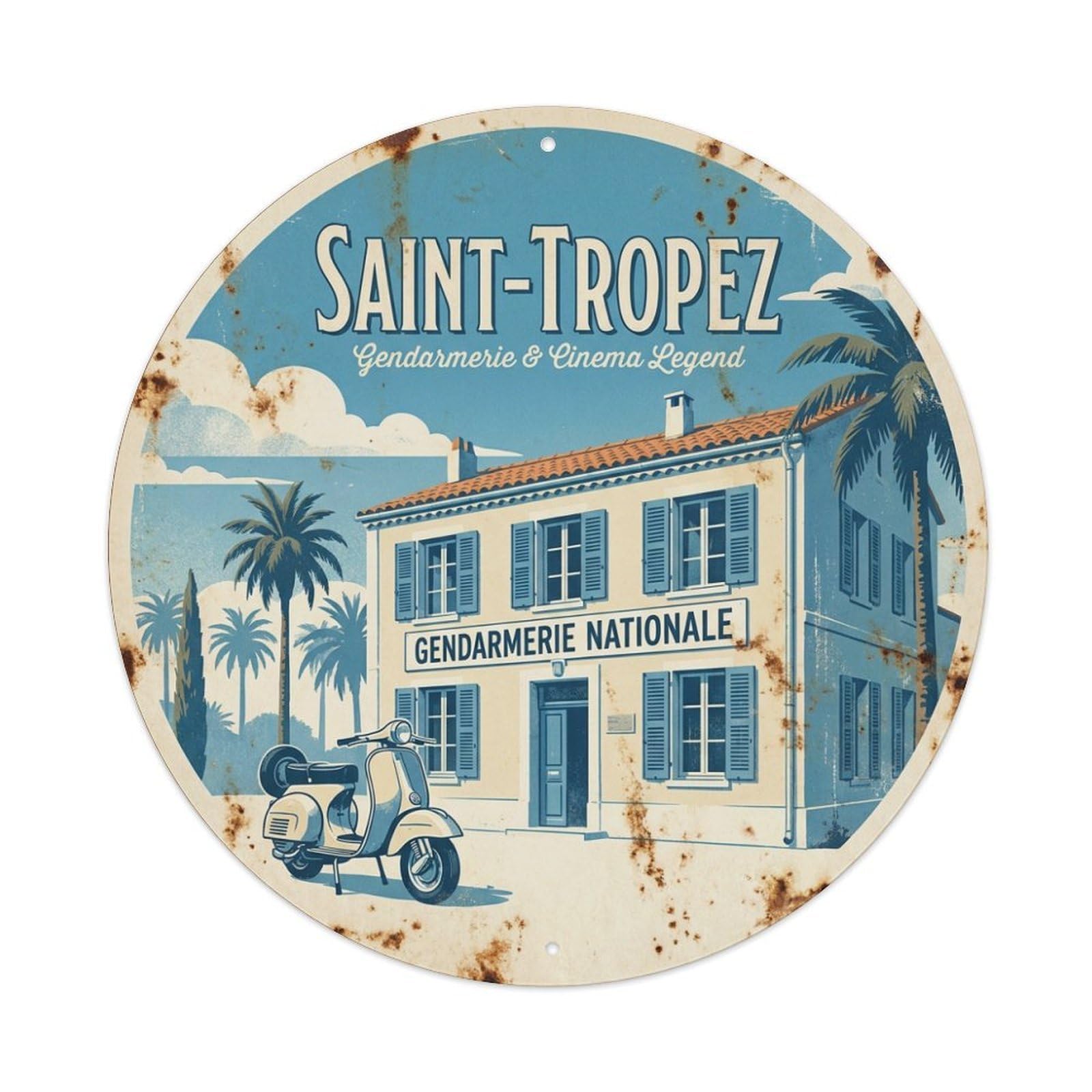 Police Station Facade Saint Tropez Riviera Travel Metal Tin Sign