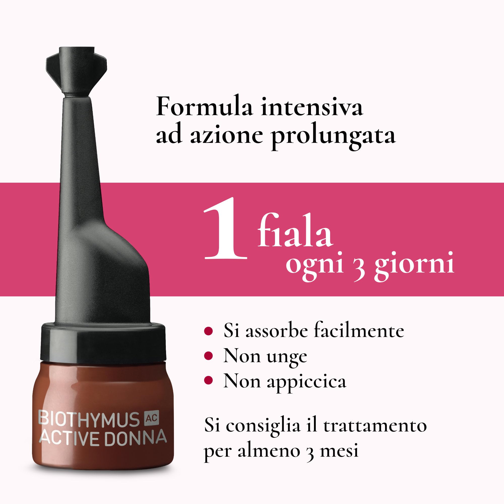 Biothymus Active Donna, 10 Fiale Anticaduta Capelli Donna, Trattamento Attivo con Formula Intensiva ad Azione Prolungata, 1 Mese di Trattamento