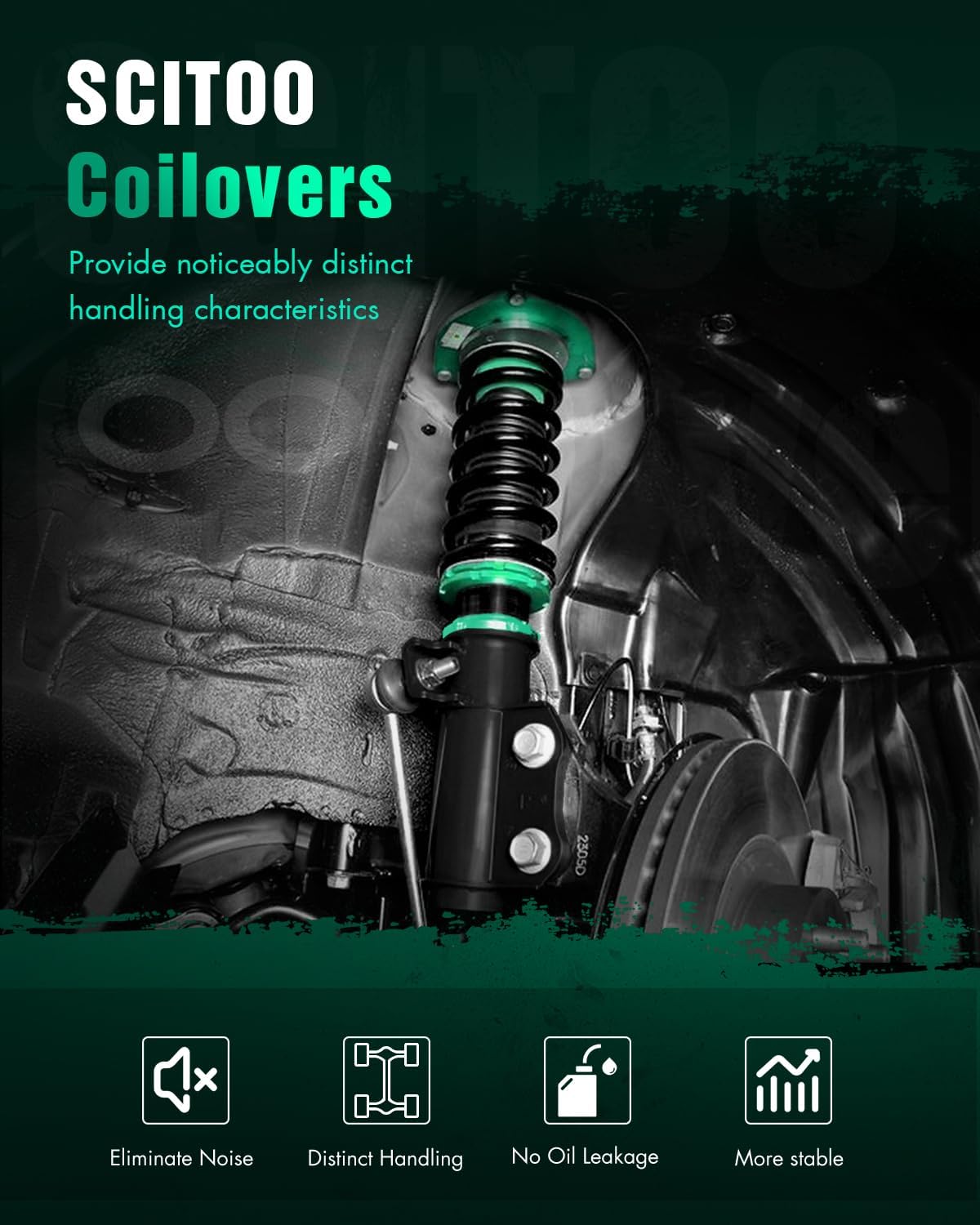 Coilover Suspensions Shock Struts Kits Assembly SCITOO Full Set Shocks Struts Kits fit for 2006 2007 2008 2009 2010 2011 for Honda Civic - Green