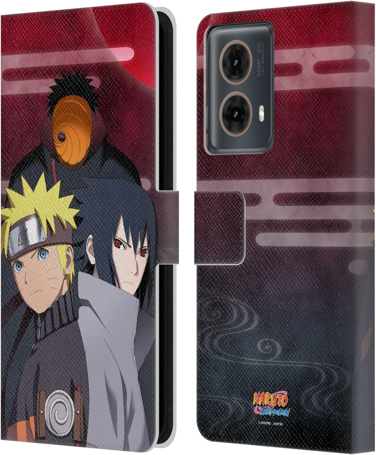 Head Case Designs Officially Licensed Naruto Shippuden Obito Naruto Sasuke Key Art Leather Wallet Case Compatible with Motorola Moto G85