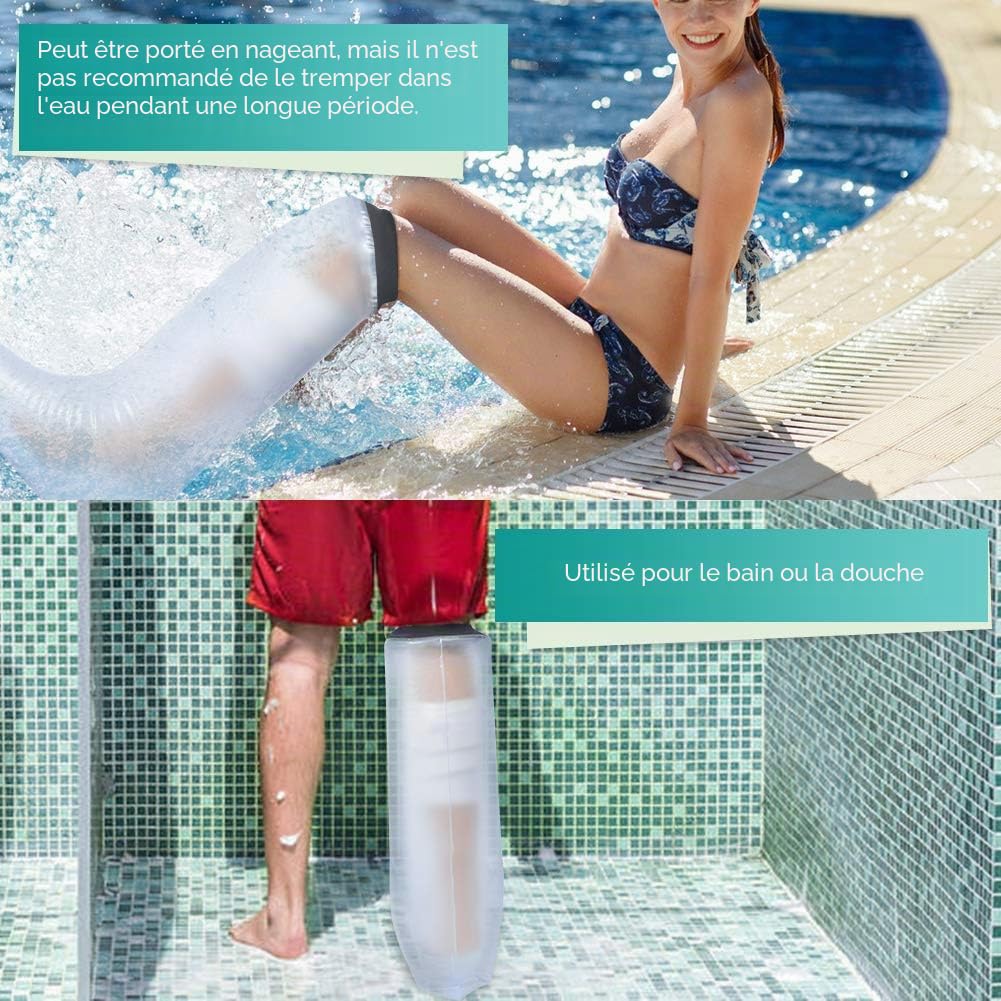 Akozon Housse de Protection Imperméable pour les Plâtres et Pansements Protège Plâtre éTanche et Protecteur de Bandage Utilisé pour Demi-Jambe Adulte Protège plâtre Jambe pour Tout en Douche/Baignade