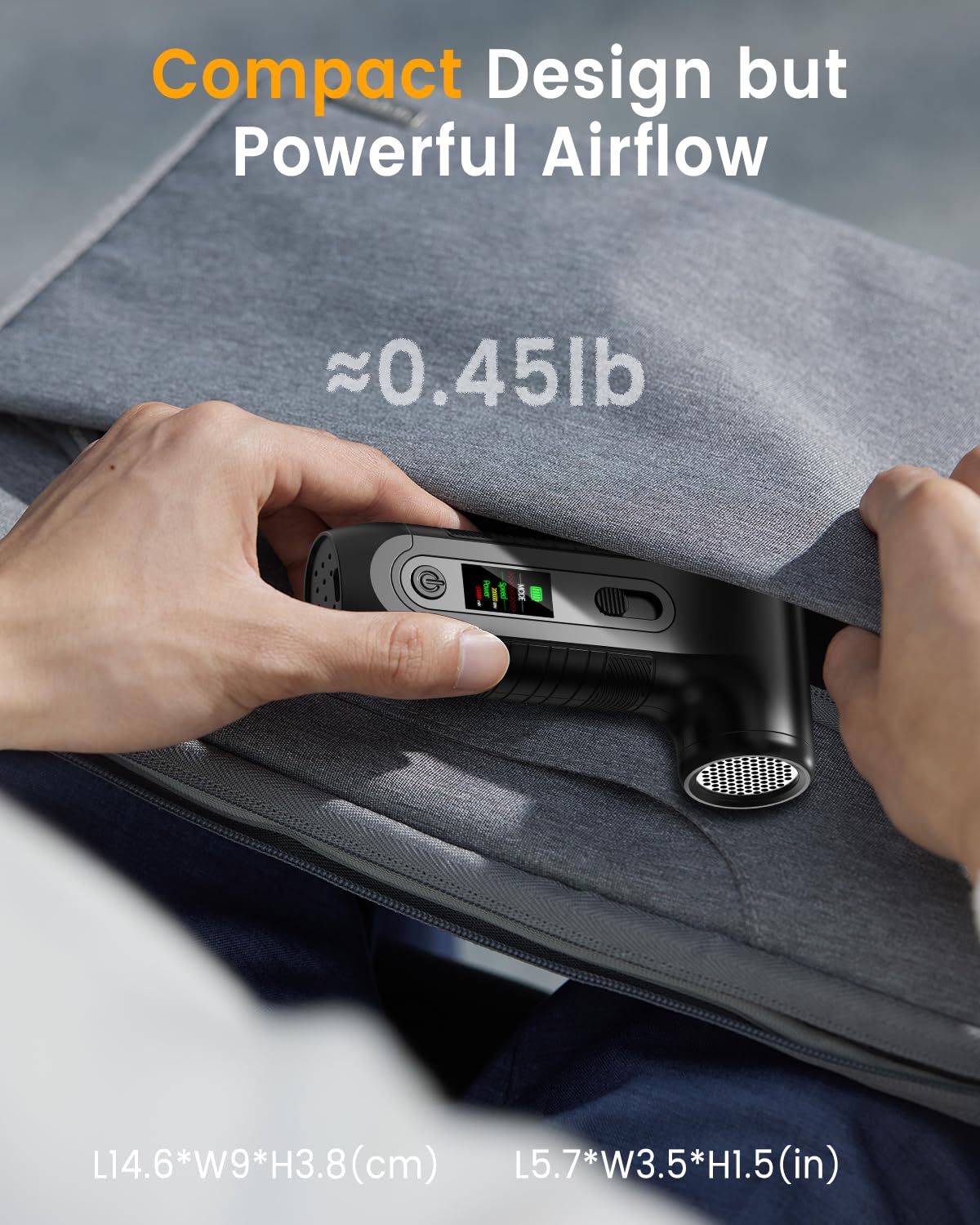 Elektrische Staubgebläse 200000 RPM HD-Display Air Duster Mini-Gebläse PC-Reinigung LED-Licht Druckluftspray Tastatur Elektronik W06 Schwarz