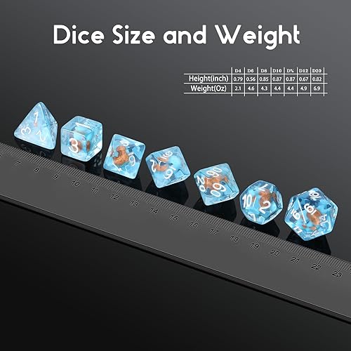 Miniatura 119 de DNDND - Juego de dados DND de resina de 7 piezas con bolsa de terciopelo para juegos de rol D&D y juegos de mesa