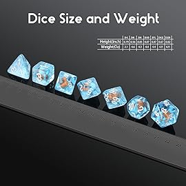 D&D Dice Set DNDND 7PCS Resin Dungeons and Dragons Dice Set with Gift Velvet Bag for DND Role Playing Games and Tabletop GamesTurtle