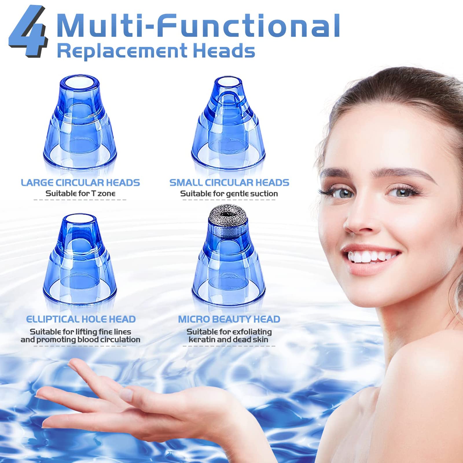 WolFum Trattore di pulizia del viso – detergente per spore facciale, strumento di estrazione della comedone-Whitehead, pulitore elettrico per pore, aspiratore per rimuovere punti neri,