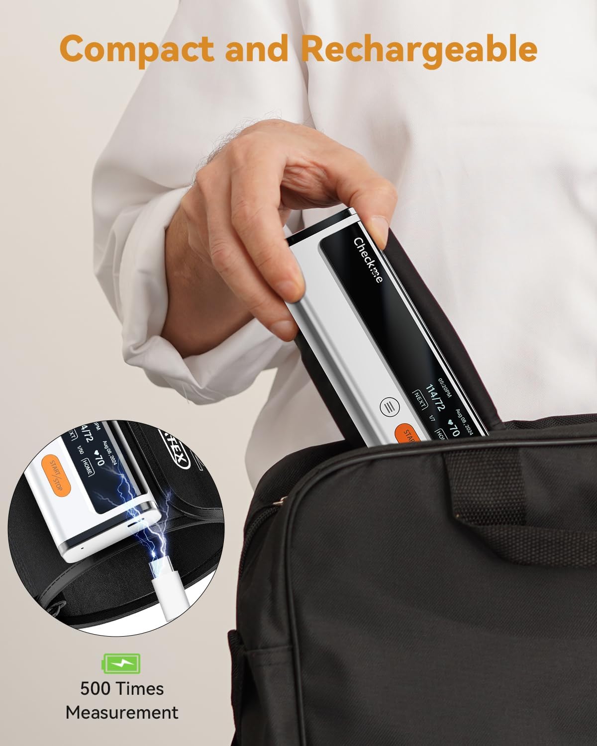 Checkme Bluetooth Blood Pressure Monitor for Home Use, Upper Arm Blood Pressure Machine with Wireless Large BP Cuff, Portable Digital BP Monitor, Reports for iOS & Android