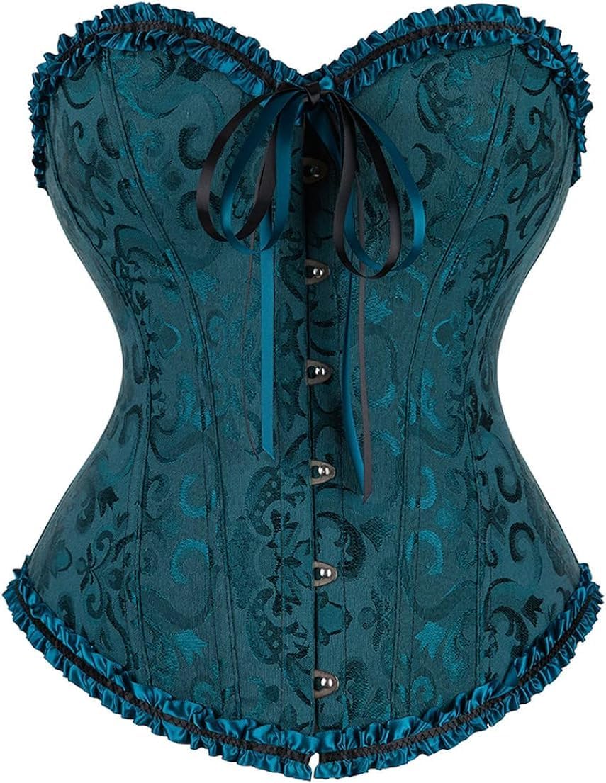 NIYIGEJI Women's Lace Up Boned Overbust Corset Bustier