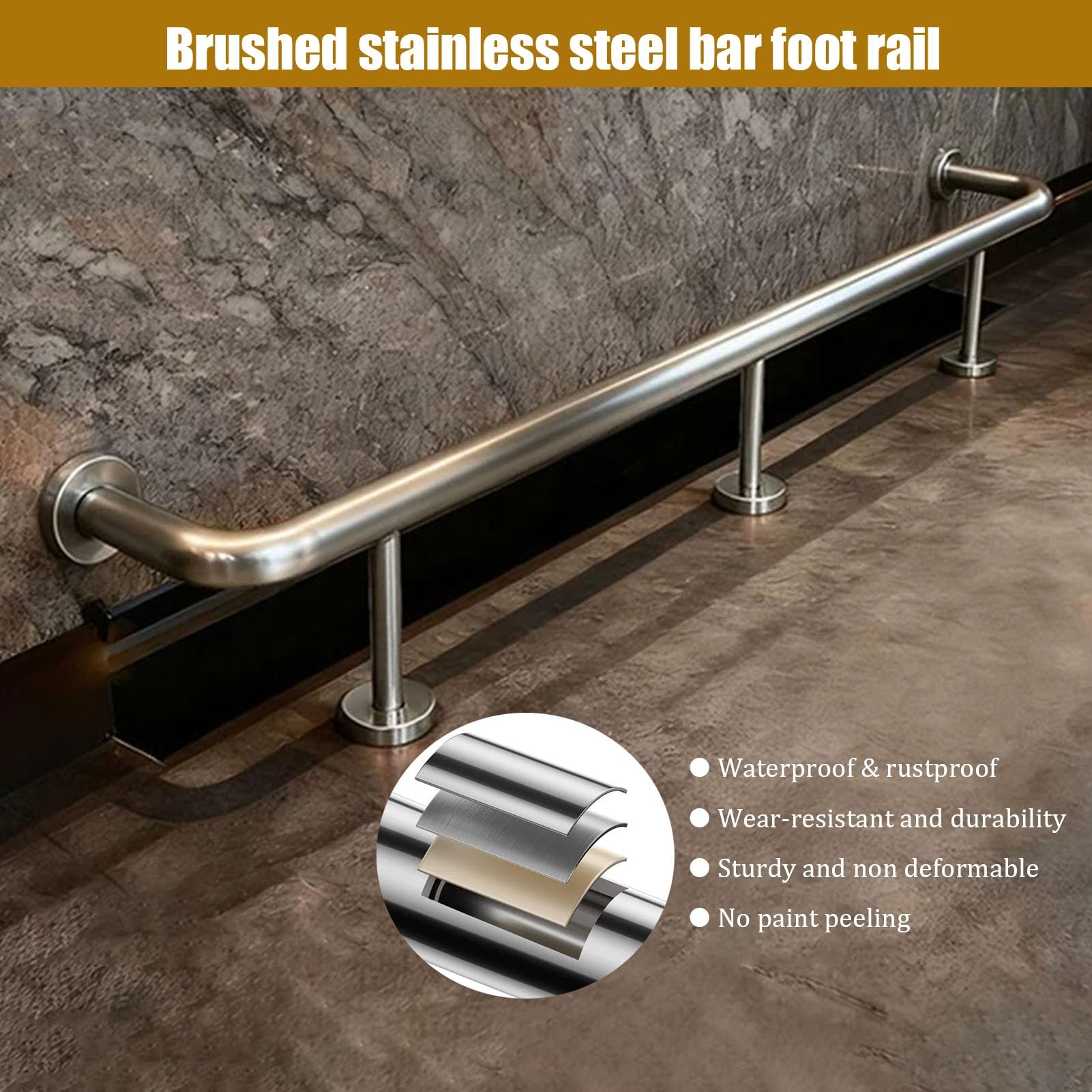 Repose-pieds De Barre En Acier Inoxydable Pour Pub Et Restaurant, Support De Repose-pieds De Bricolage Intérieur Et Extérieur Pour Barre, Garde-corps De Pied À Haute Charge De 330 Lb