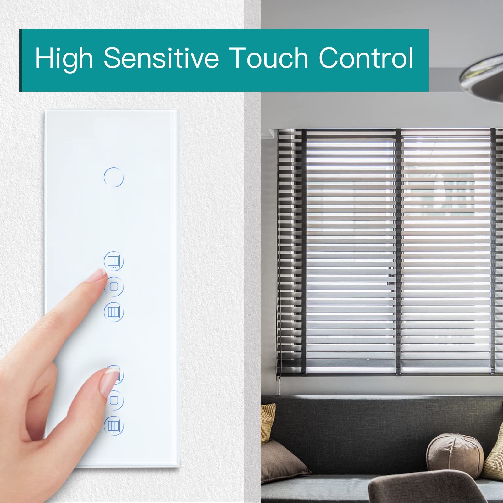 BSEED Interruttore Smart Alexa con interruttore per tapparelle, 1 interruttore della luce Smart WiFi Touch con Smart Life/Tuya App, doppio interruttore per tapparelle compatibile con Alexa e Google