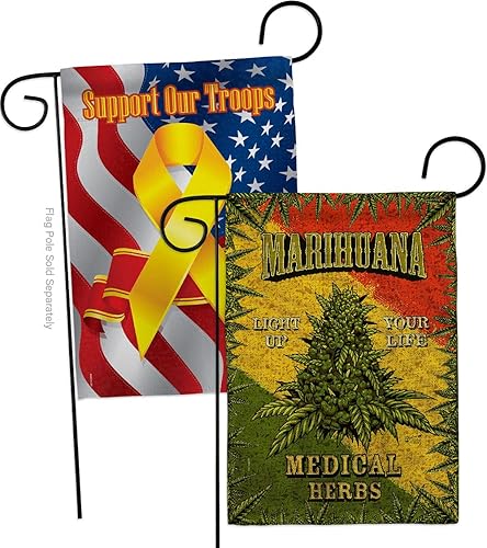 Marihuana Burlap Garden Flag Pack Novelty Trendy Support Our Troops House Decoration Banner Small Yard Gift Double-Sided, Made in USA