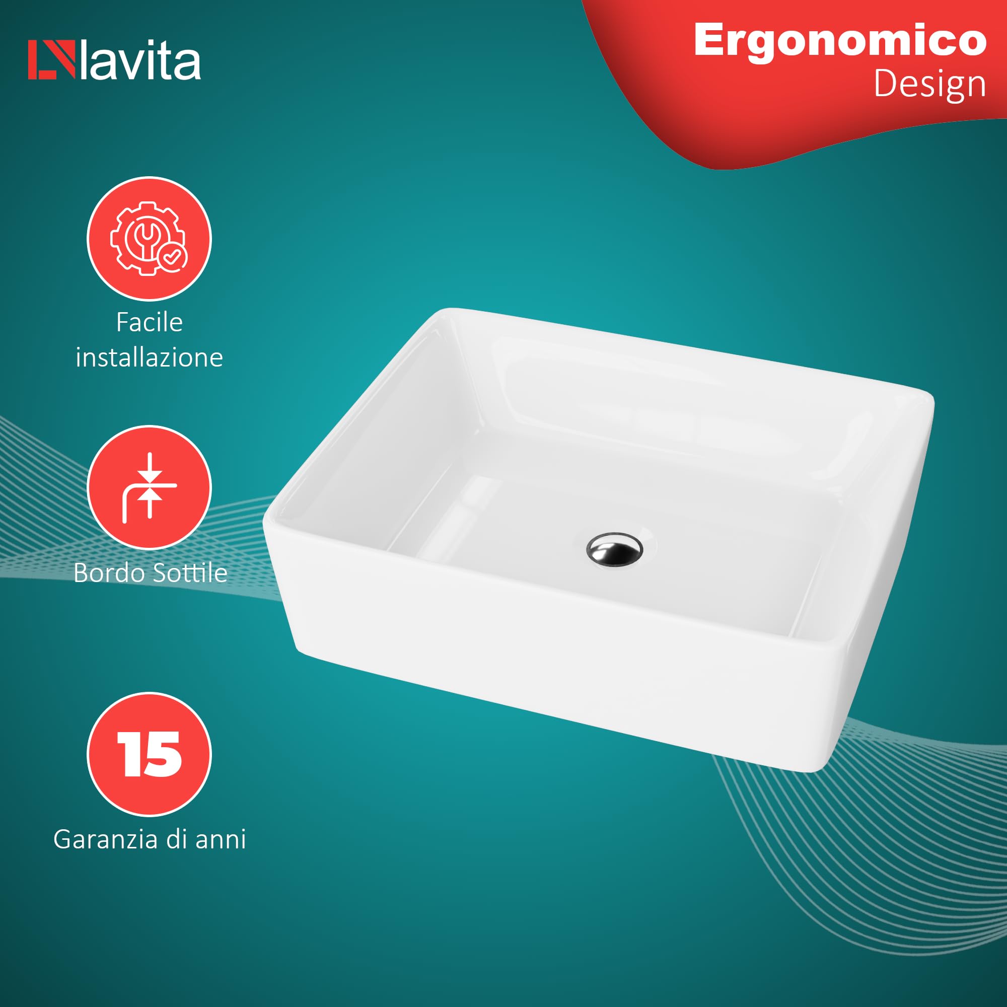 LAVITA LAVABO CERAMICA BIANCO 48 CM 473550