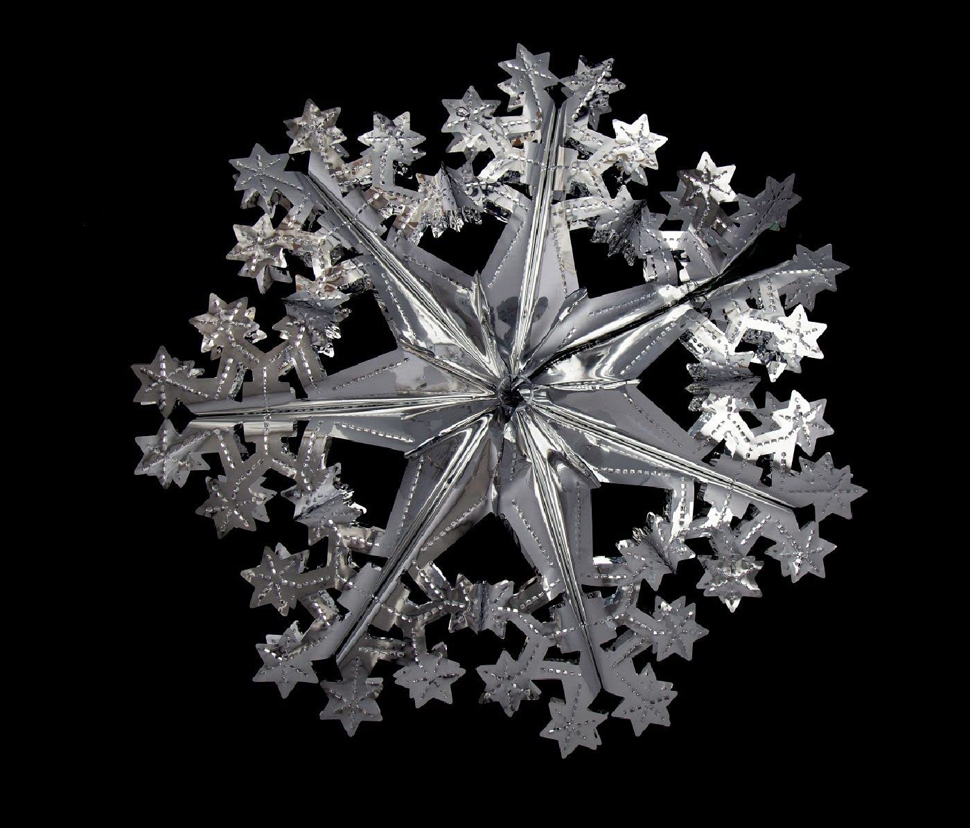 Simply Products Set of 4 40cm Christmas Foil Ceiling Garland Hanging Xmas Decoration, Long Star, Snowflake, Star Ball & Star (Silver) - Image 3