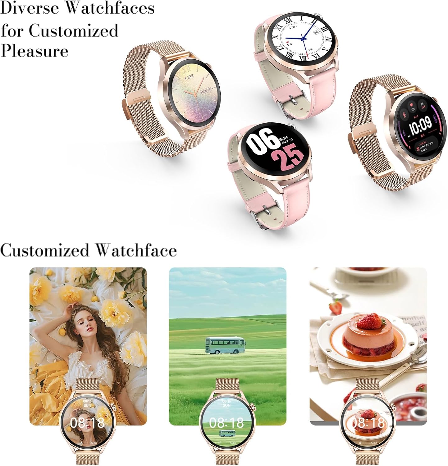 Kieslect Lora Reno 3 Smart Watch, 1.5" AMOLED Display, GPS, Bluetooth Calling, 178+ Sports Modes, Dual Strap, Starlight Gold