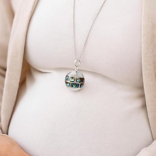 Miniatura 4 de Kartini Studio Bola de armonía de abulón, ángel llamador, colgante de bola de plata de ley, bola de armonía de plata esterlina