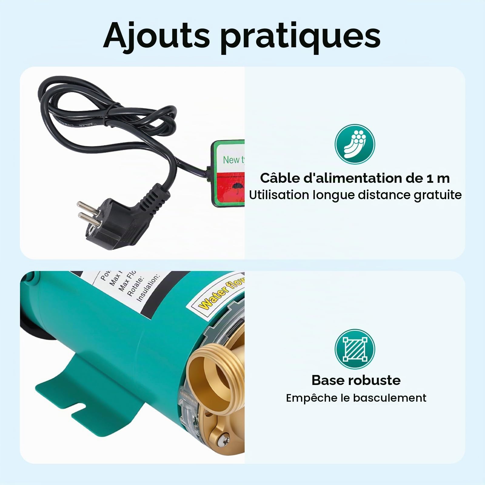 Pompe Surpresseur 120W Autocontrole Débit D'eau 2850r/min Débit Maximum 25L Surpresseur Eau Pompe à Eau pour Pomper de L'eau Garage, Remplir Étang ou Augmenter Pression Tuyau D'arrosage