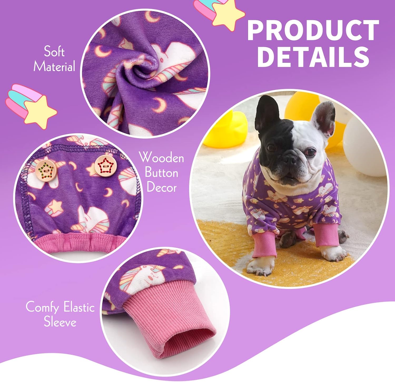 KYEESE Dog Pajamas Velvet Dog Pajamas Large Sized Dogs Soft Dogs Clothes Pjs with Unicorn Pattern Stretchy Pet Jammies Coat Comfy Pet Onesie Costume, 3X-Large