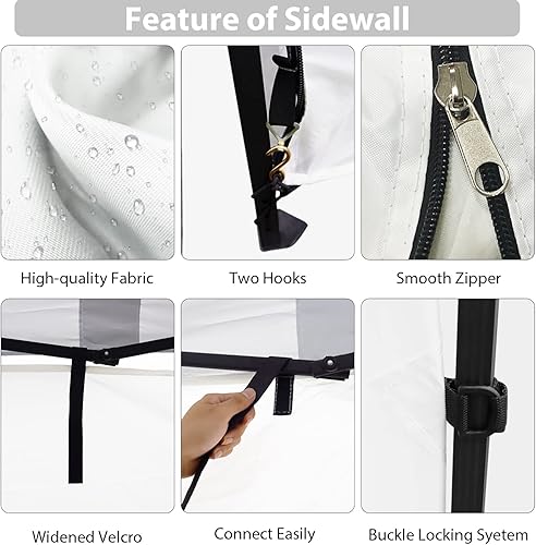 Miniatura 7 de KAMPKEEPER Paredes laterales instantáneas de toldo de 10 x 10 pulgadas con cremallera para marco de toldo desplegable, paquete de 3 paneles solares