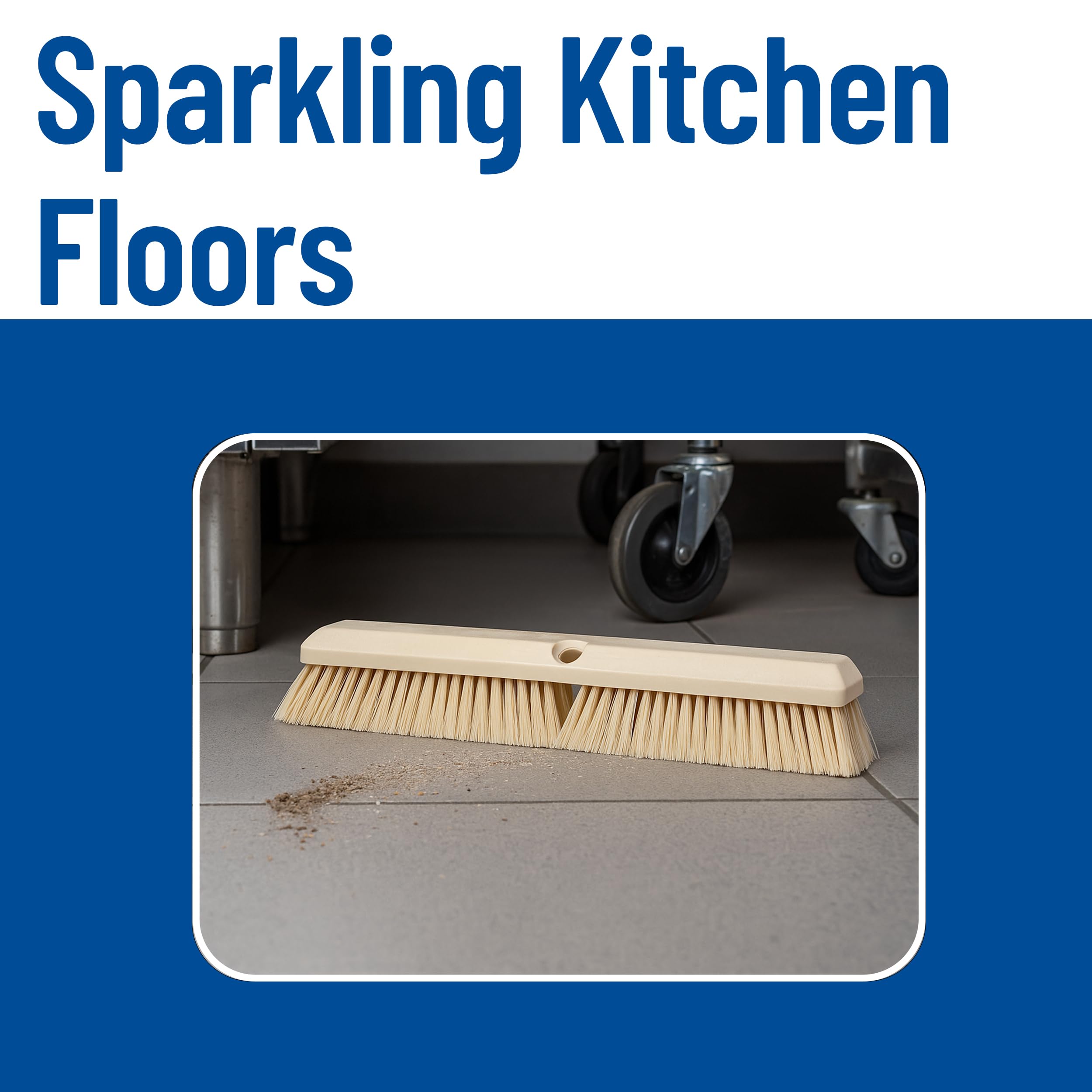 SPARTA Omni Sweep - Scopa a spinta in plastica, resistente, con sistema di codice colore, per esterni, interni, garage, cemento, patio, cucina, bagno, 45,7 cm, marrone chiaro