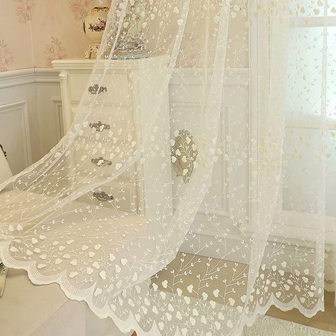 Amazon Osona 姫系レースカーテン おしゃれ 刺繍 可愛い カーテン 花柄 薄手 遮像 北欧 インテリア シンプル ホワイト Osona カーテン ブラインド 通販
