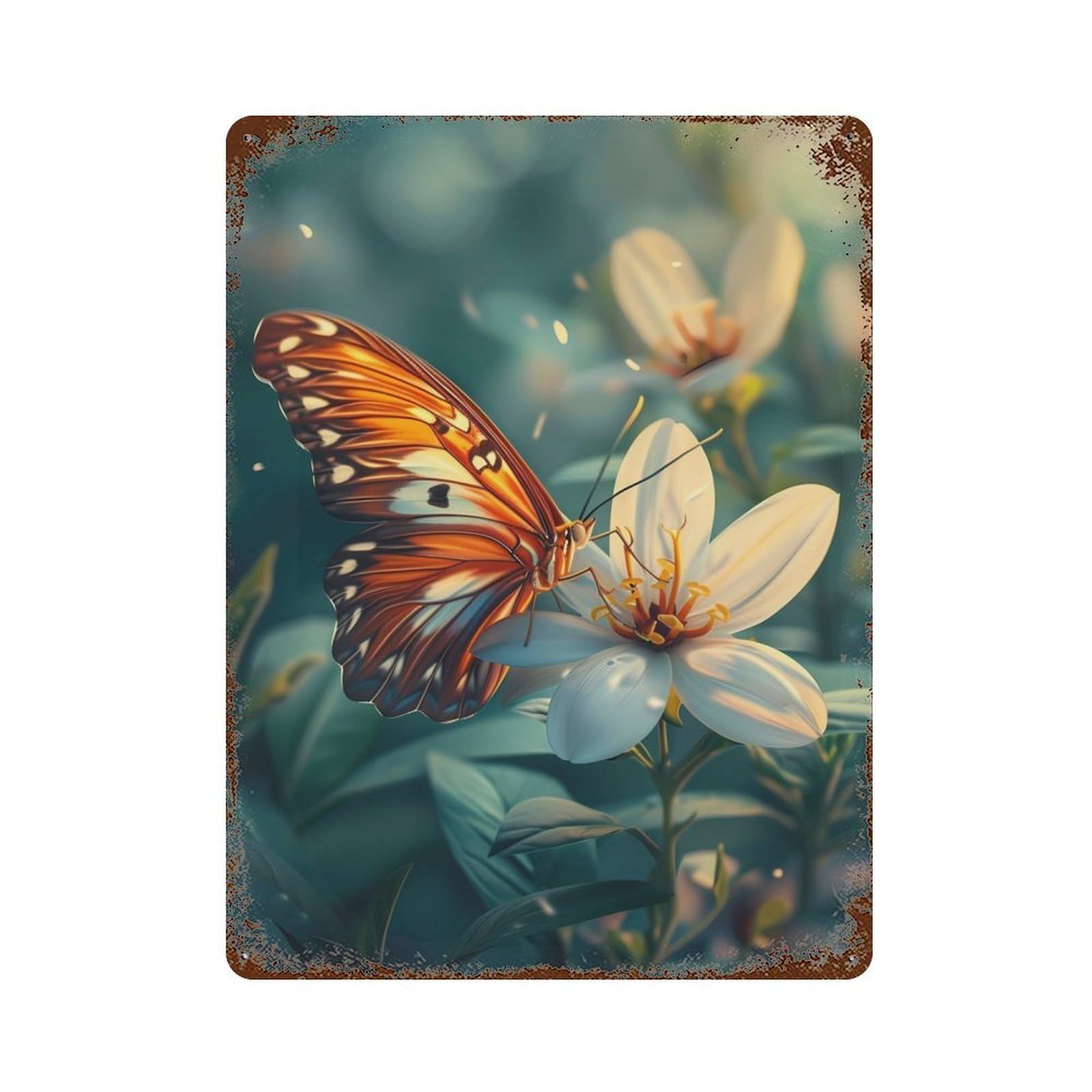 Majestic Butterfly Retro Metal Sign 15.7"x11.8", for Pub, Kitchen And Man Cave Decor, Retro Wall Decor