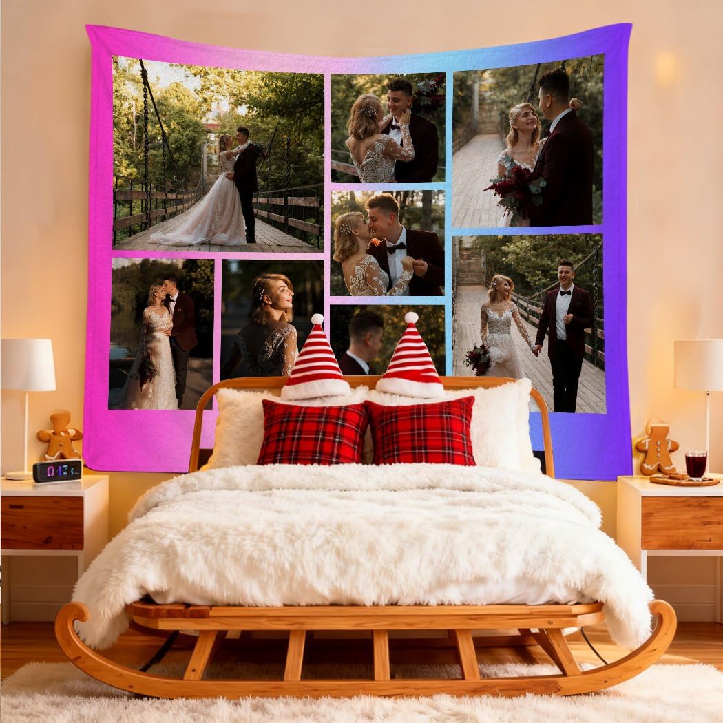Mantas personalizadas con 8 imágenes, regalos personalizados para parejas enamoradas, regalos personalizados de cumpleaños y día de San Valentín, regalos de marido