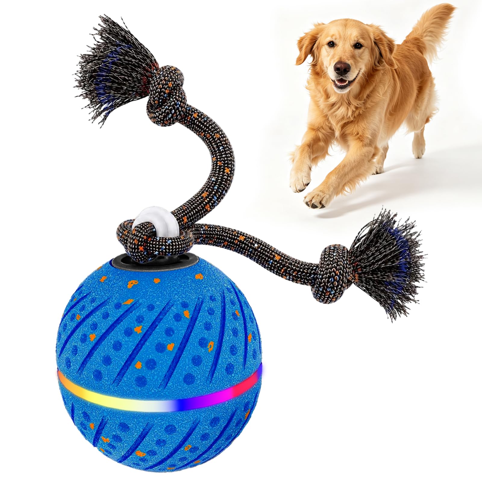Giocattolo Interattivo per Cani, Altamente Elastico e Robusto, Siverse Modalità di Gioco con Luce Rotante e Uccelli per Attirare L'attenzione del Vostro Animale Domestico (Bule)