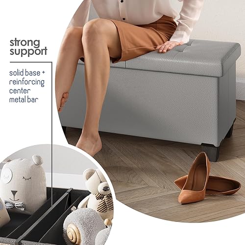 Miniatura 626 de Otomana plegable para dormitorio o sala de estar, con contenedores de almacenamiento, reposapiés para el extremo de la cama, soporta hasta 660 lb,